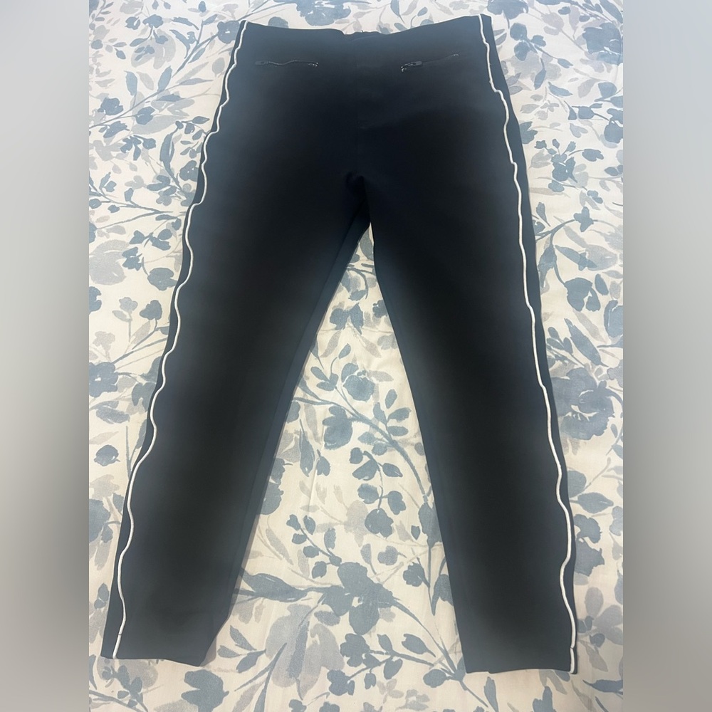 SPANX PERFECT PANT BLACK WITH WHITE SIDE PIPING 1X TALL